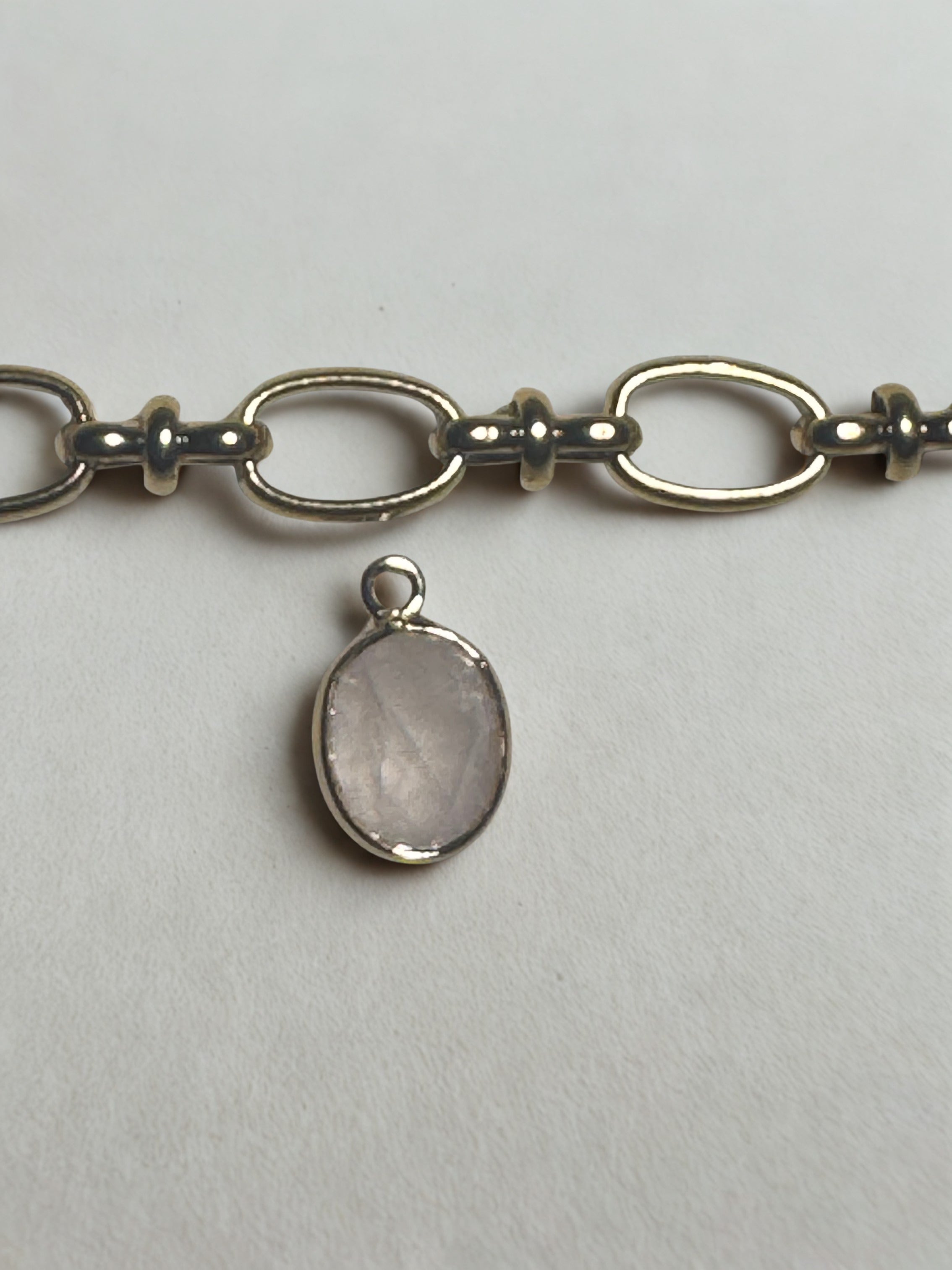 Gold Oval flat Pearl Charm