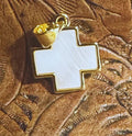 White & Gold Cross Charm